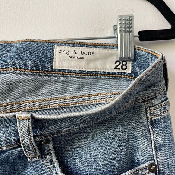 Rag & Bone Women's High Rise Fringe Hem Distressed Skinny Blue Jeans Size 28 - Picture 4 of 8